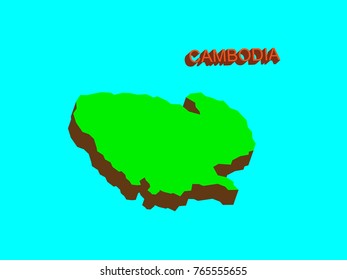 Modern Cambodia 3d Map on blue background.Vector illustration EPS 10
