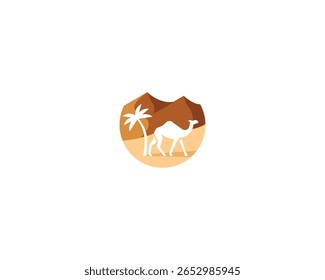 Camelo Moderno com Logotipo Deserto, Arquivo Vetor. 
