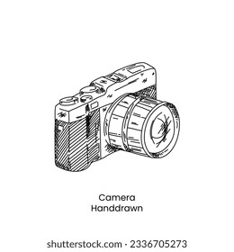 Modern Camera Digital Handdrawn Line Art Vector