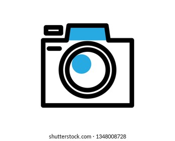Modern camera filled icon vector collection in stylish colors of traveling, tourism and vacation theme. Isolated on white background. - Vector