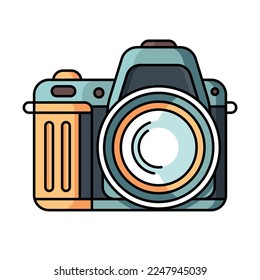 Modern camera icon. Outlined vector illustration of a mirrorless or dslr digital camera