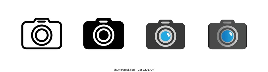 Conjunto de iconos de cámara moderna: iconos vectoriales de alta calidad para Fotografía, diseño App y medios digitales