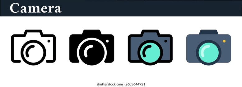 Modern camera icon with simple and elegant design. Ideal for photography, media and capture applications.