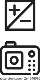 Modern Camera Iconography Featuring Exposure Compensation and a Stylish Design With Rounded Edges and a Prominent Lens Display