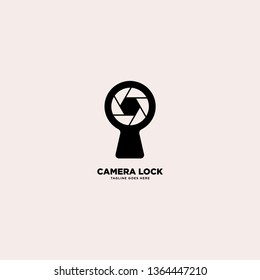 Modern Camera Lock Logo Design, template vector illustration - Vector