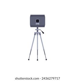 Cámara moderna montada en un trípode elegante y ajustable para fotografía e ilustración vectorial de vídeo