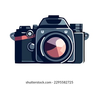 Modern camera with photograph nostalgia isolated