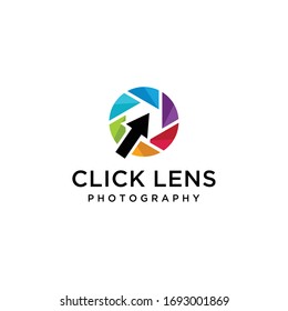 Moderne Fotografie mit einer Vektorillustration mit einem Klick auf das Pfeilsymbol