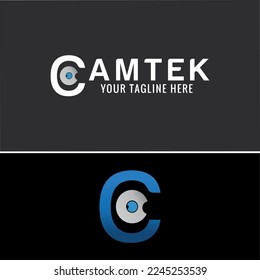 Modern Camera Pixel C Letter Logo design Minimalist, creative Initial Letter C with Video Camera for Cinema Movie Production and company, brand - vector illustration.