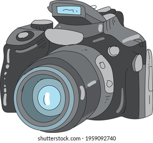 Modern camera.  Vector hand drawn