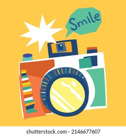 modern camera vector illustration slogan