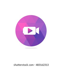 Modern Camera Video Icon With Long Shadow