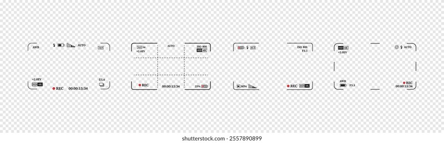 Modern camera viewfinder for security, Dslr, Film, Movie, Digital, Vintage, Cctv, Slr, Phone. Empty Camera Screen recording Director chair isolated. Digital Camera Screen square vector illustration