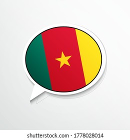 Modern Cameroon country flag on speech bubble. Abstract languages concept flat illustration