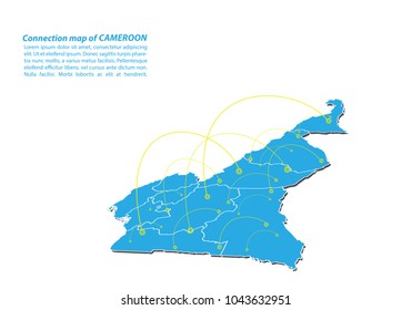 Modern of cameroon Map connections network design, Best Internet Concept of cameroon map business from concepts series, map point and line composition. Infographic map. Vector Illustration.