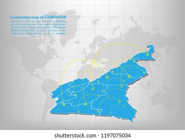 Modern of cameroon Map connections network design, Best Internet Concept of cameroon map business from concepts series, map point and line composition. Infographic map. Vector Illustration.