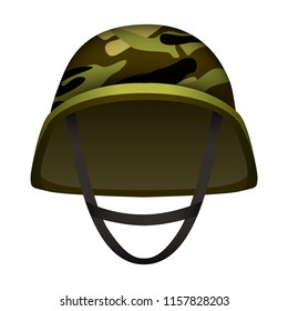 Modern camo army helmet mockup. Realistic illustration of modern camo army helmet vector mockup for web design isolated on white background