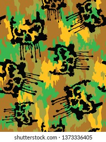 Modern camo design.Seamless camouflage pattern.Repeating military print.Printable art.