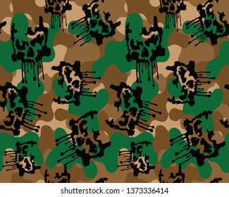 Modern camo design.Seamless camouflage pattern.Repeating military print.Printable art.