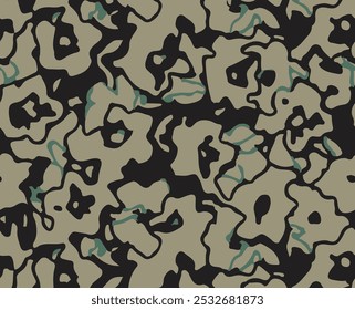 Modern camouflage background vector seamless print, repeat texture, army classic pattern

