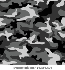 Modern camouflage grey seamless pattern.Military texture