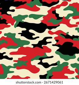 Design de padrão de camuflagem moderno em vermelho verde preto e bege