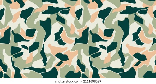 Moderno camuflaje sin fisuras. Diseño abstracto vectorial para papel, cubierta, tela, decoración interior y otros usuarios.