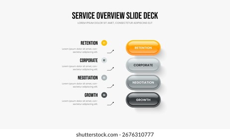 Modern Campaign Frame Template Vector Illustration. Professional Performance Four Element Infographic Slideshow Design. Business Showcase 4 Option Diagram Presentation Layout.