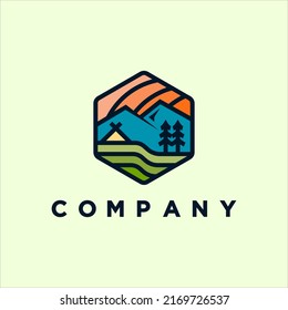 Diseño moderno de la ilustración del logotipo de camping