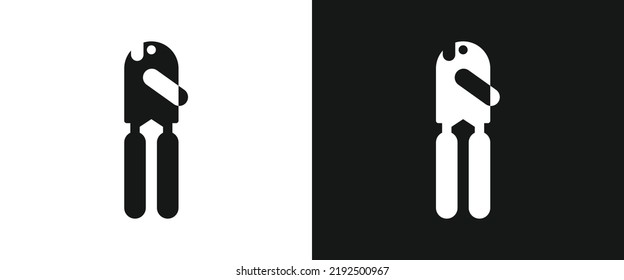 Modern Can Opener Flat Icon For Web. Simple Can Opener Sign Web Icon Silhouette With Invert Color. Can Opener For Opening Cans Solid Black Icon Vector Design. Can Opener Cartoon Clipart