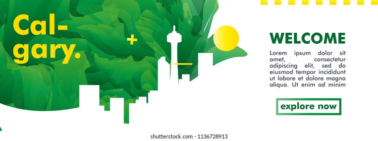 Modern Canada Calgary skyline abstract gradient website banner art. Travel guide cover city vector illustration