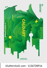 Modern Canada Calgary skyline abstract gradient poster art. Travel guide cover city vector illustration