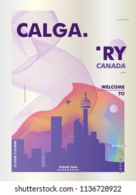 Modern Canada Calgary skyline abstract gradient poster art. Travel guide cover city vector illustration