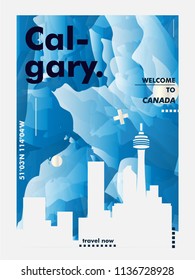 Modern Canada Calgary skyline abstract gradient poster art. Travel guide cover city vector illustration
