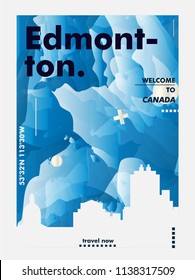 Modern Canada Edmonton skyline abstract gradient poster art. Travel guide cover city vector illustration