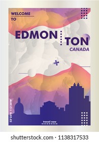 Modern Canada Edmonton skyline abstract gradient poster art. Travel guide cover city vector illustration