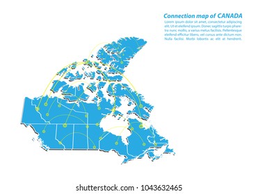 Modern of canada Map connections network design, Best Internet Concept of canada map business from concepts series, map point and line composition. Infographic map. Vector Illustration.