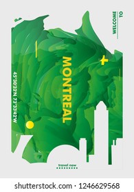 Modern Canada Montreal skyline abstract gradient poster art. Travel guide cover city vector illustration