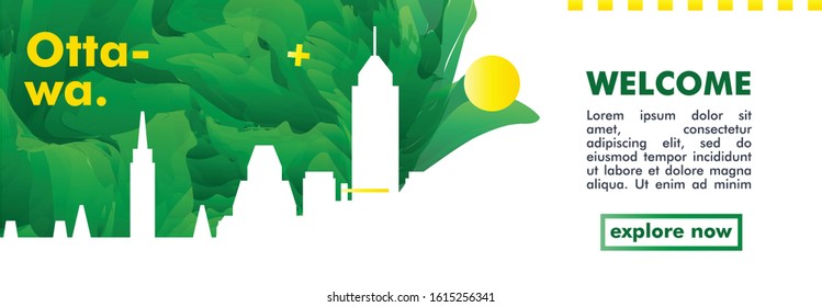 Modern Canada Ottawa skyline abstract gradient website banner art. Travel guide cover city vector illustration