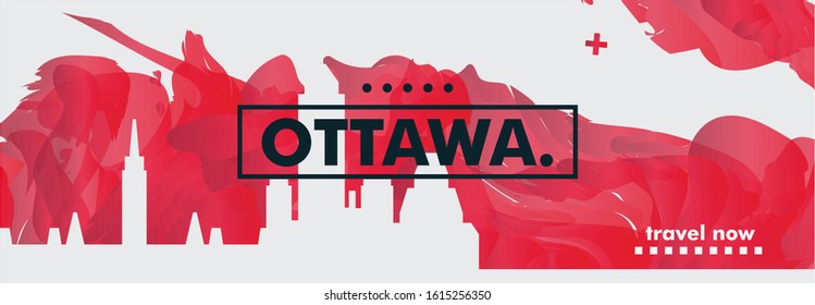 Modern Canada Ottawa skyline abstract gradient website banner art. Travel guide cover city vector illustration