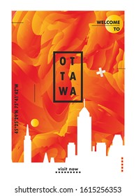Modern Canada Ottawa skyline abstract gradient poster art. Travel guide cover city vector illustration
