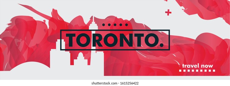 Modern Canada Toronto skyline abstract gradient website banner art. Travel guide cover city vector illustration