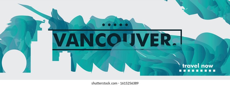 Modern Canada Vancouver skyline abstract gradient website banner art. Travel guide cover city vector illustration