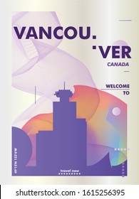 Modern Canada Vancouver skyline abstract gradient poster art. Travel guide cover city vector illustration
