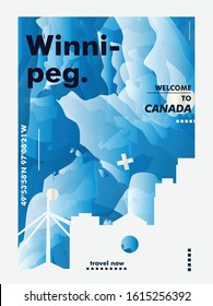 Modern Canada Winnipeg skyline abstract gradient poster art. Travel guide cover city vector illustration