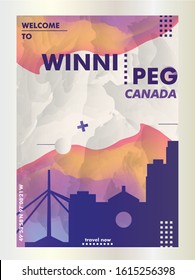 Modern Canada Winnipeg skyline abstract gradient poster art. Travel guide cover city vector illustration