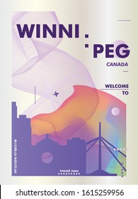 Modern Canada Winnipeg skyline abstract gradient poster art. Travel guide cover city vector illustration