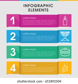 Modern candle infographic template. infographic design with candle icons includes heart lock, piece of cake. can be used for presentation, diagram, annual report, web design.