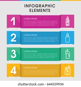Modern candlelight infographic template. infographic design with candlelight icons includes candle. can be used for presentation, diagram, annual report, web design.