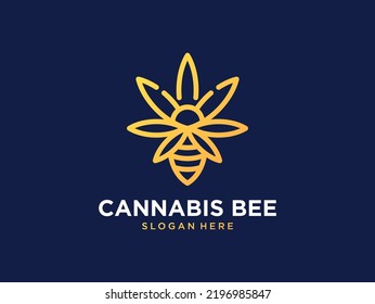 diseño moderno del logo de la abeja de cannabis
